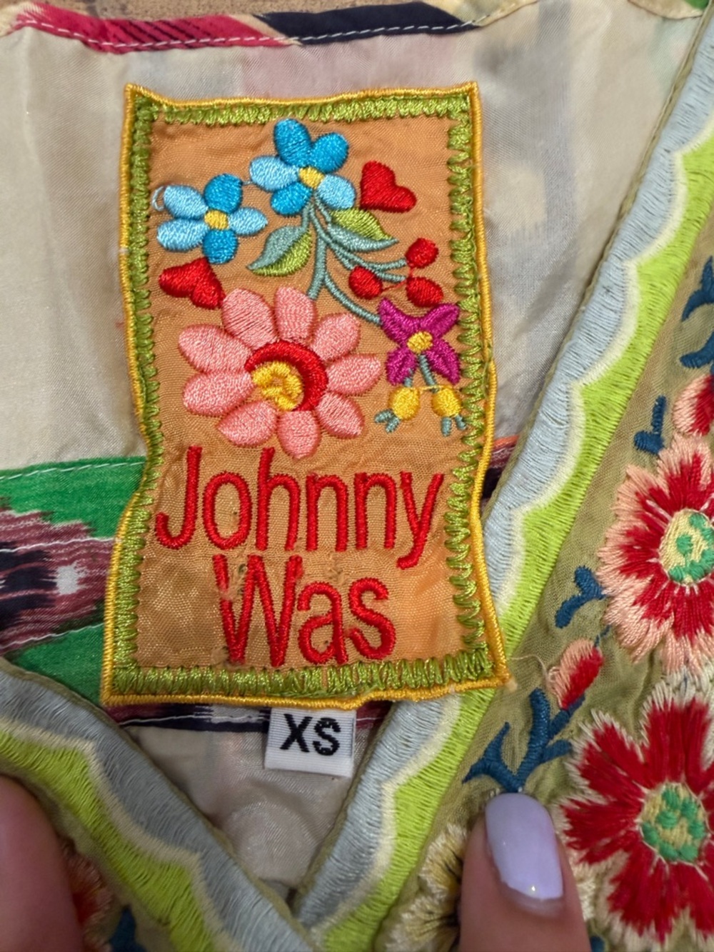 Johnny Was 100% Silk Floral Embroidered Boho Maxi Dress - Multicolor XS - Picture 4 of 11